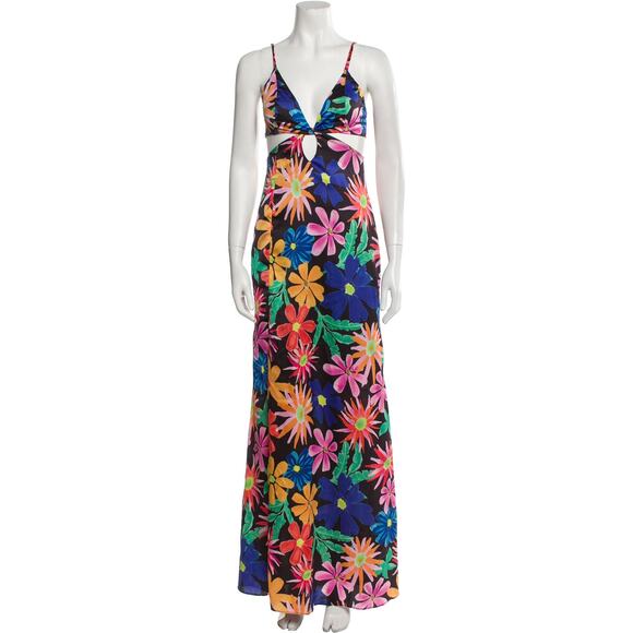 PatBo NWT Aster Cut Out Maxi Dress in Multi-Color Black Floral - Picture 4 of 6